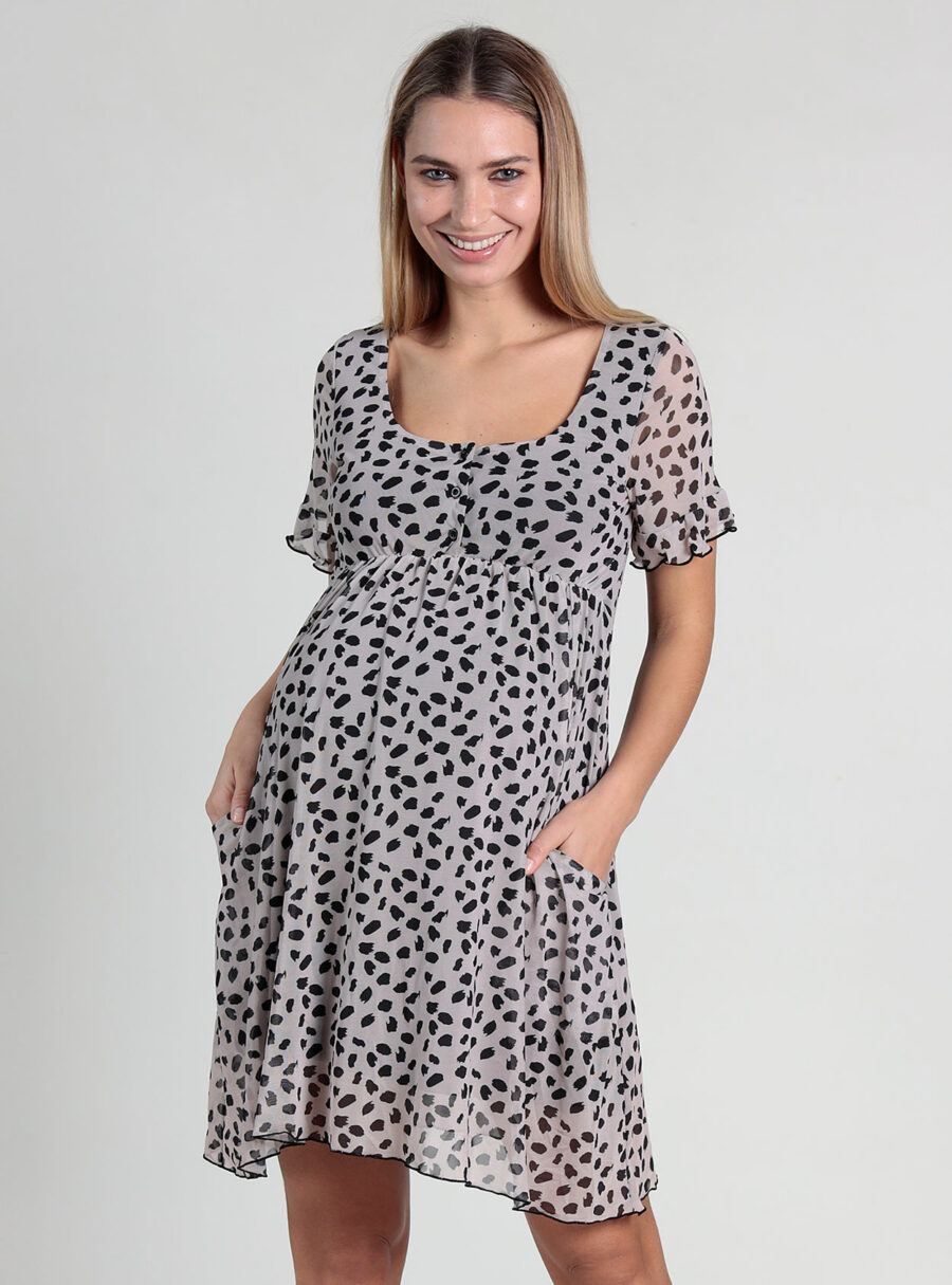 Vestido lactancia estampado animal print en tul - Imagen 2