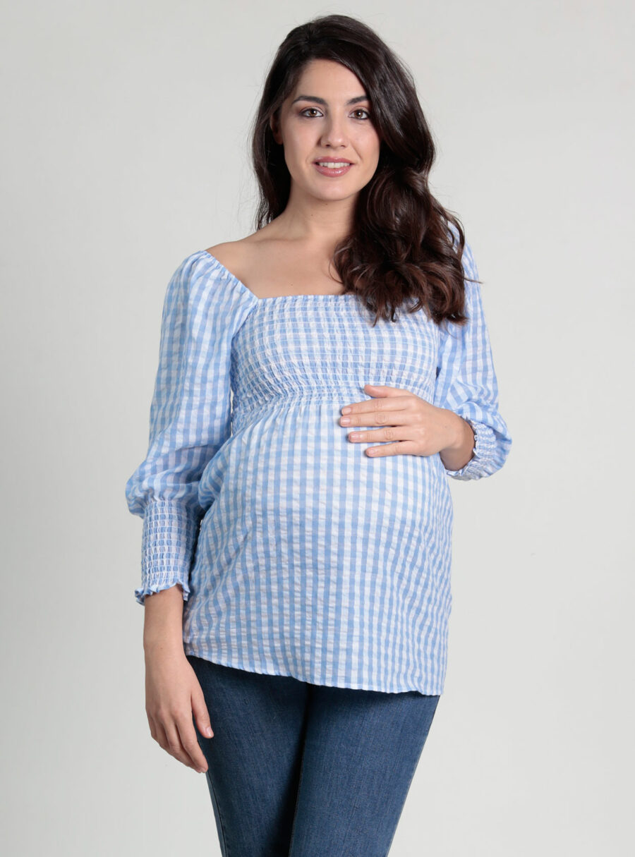 Blusa cuadro vichy con smock - Imagen 2