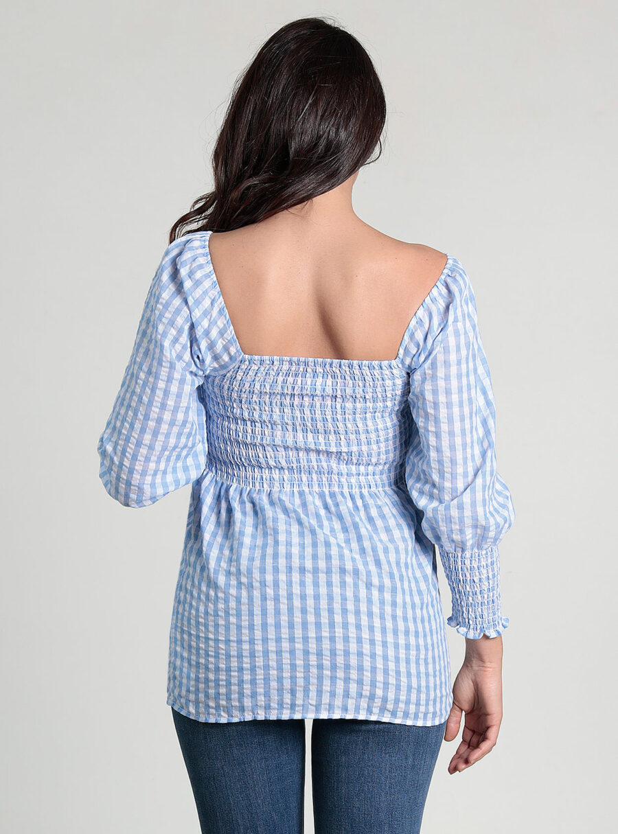 Blusa cuadro vichy con smock - Imagen 4
