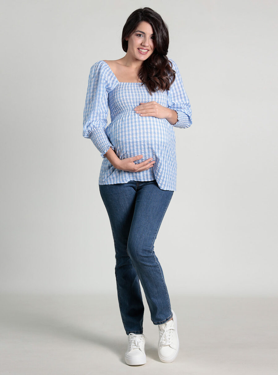 Blusa cuadro vichy con smock - Imagen 5