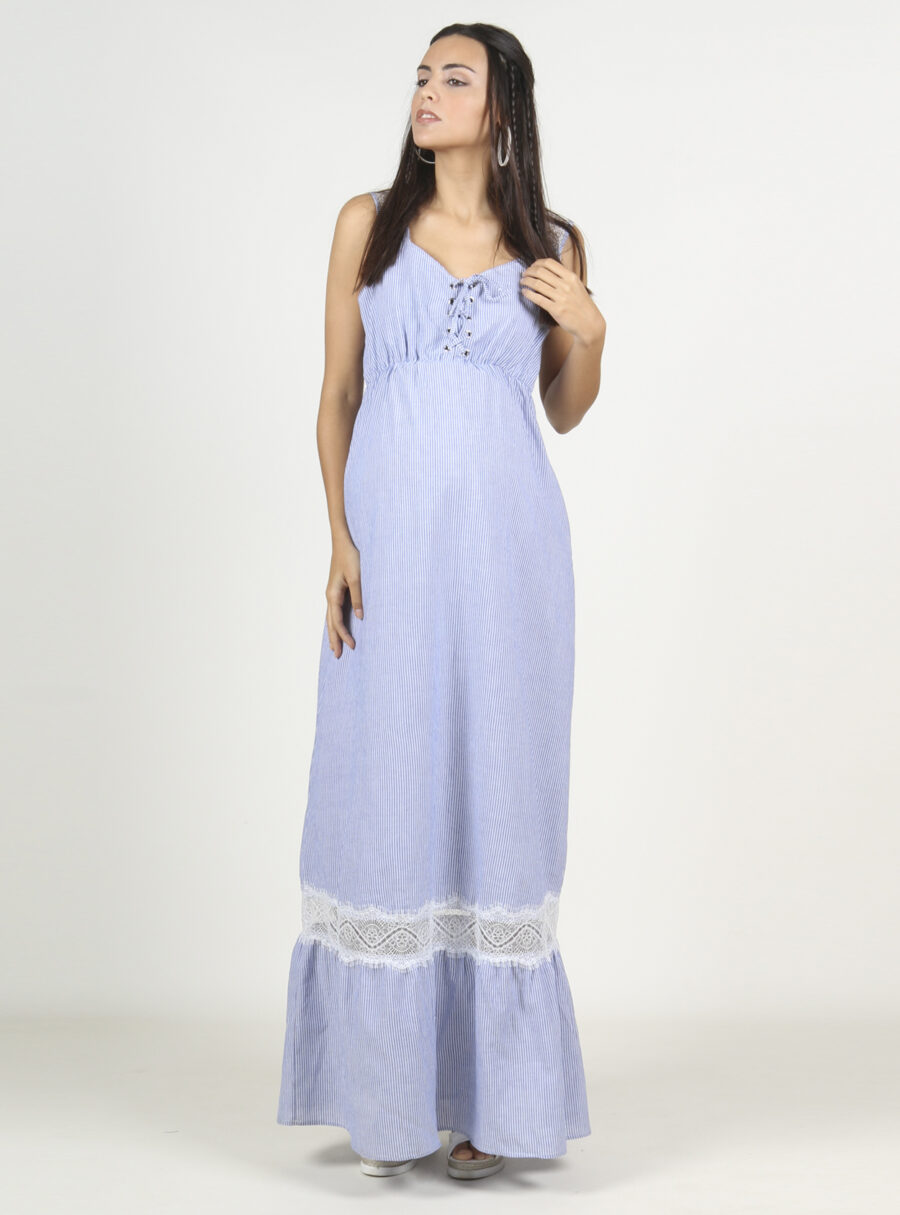 Maxivestido de rayas con crochette - Imagen 2