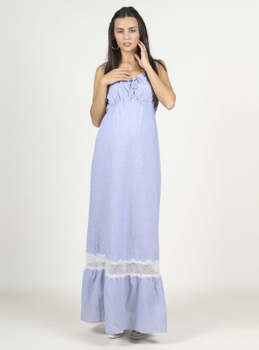 Maxivestido de rayas con crochette - Imagen 4