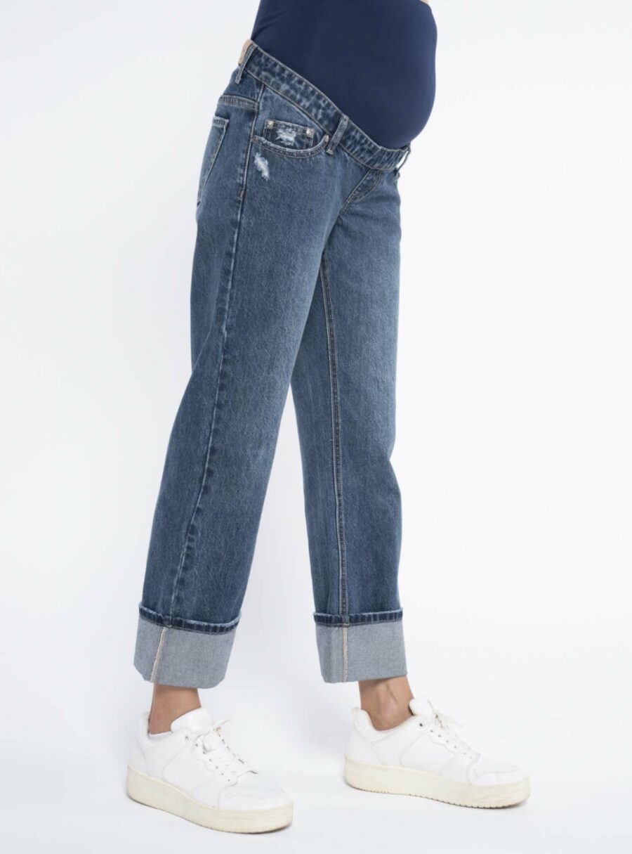 Jeans premamá straight con dobaldillo - Imagen 3