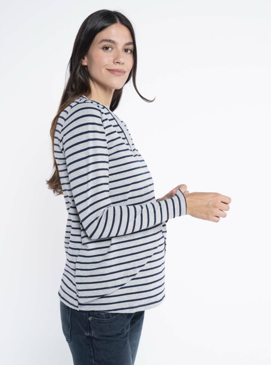 Camiseta rayada cruzada de lactancia - Imagen 2