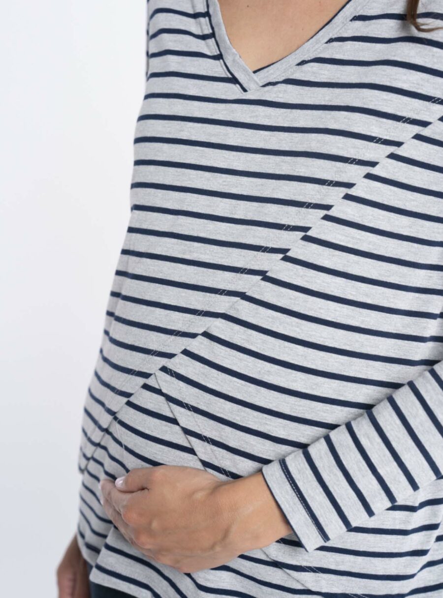 Camiseta rayada cruzada de lactancia - Imagen 6