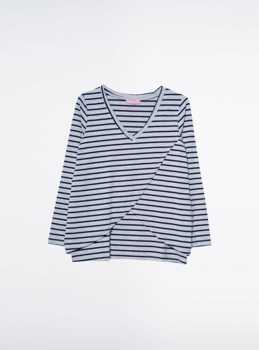 Camiseta rayada cruzada de lactancia - Imagen 7