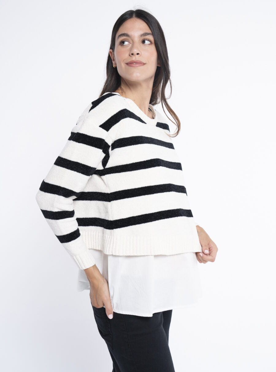 Jersey de chenilla a rayas con blusa - Imagen 2