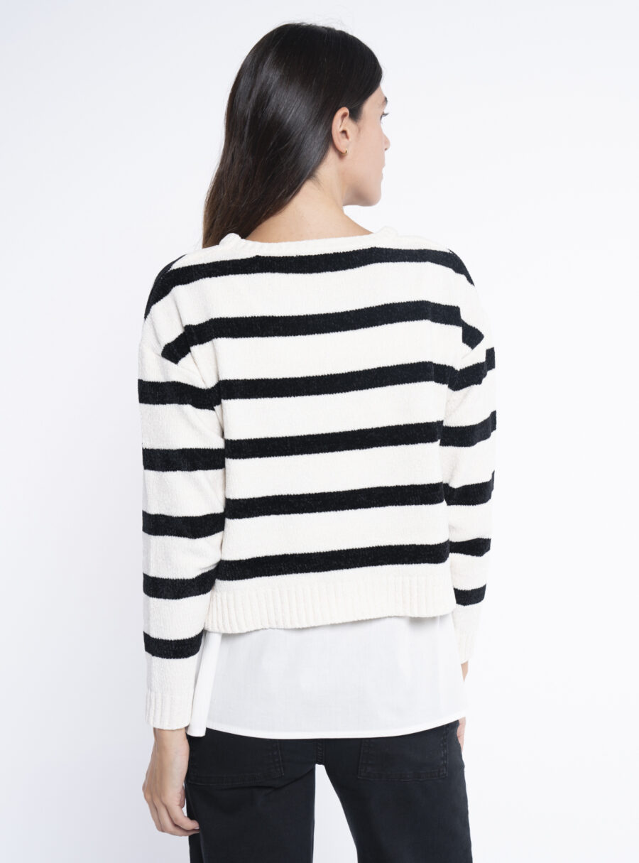 Jersey de chenilla a rayas con blusa - Imagen 3