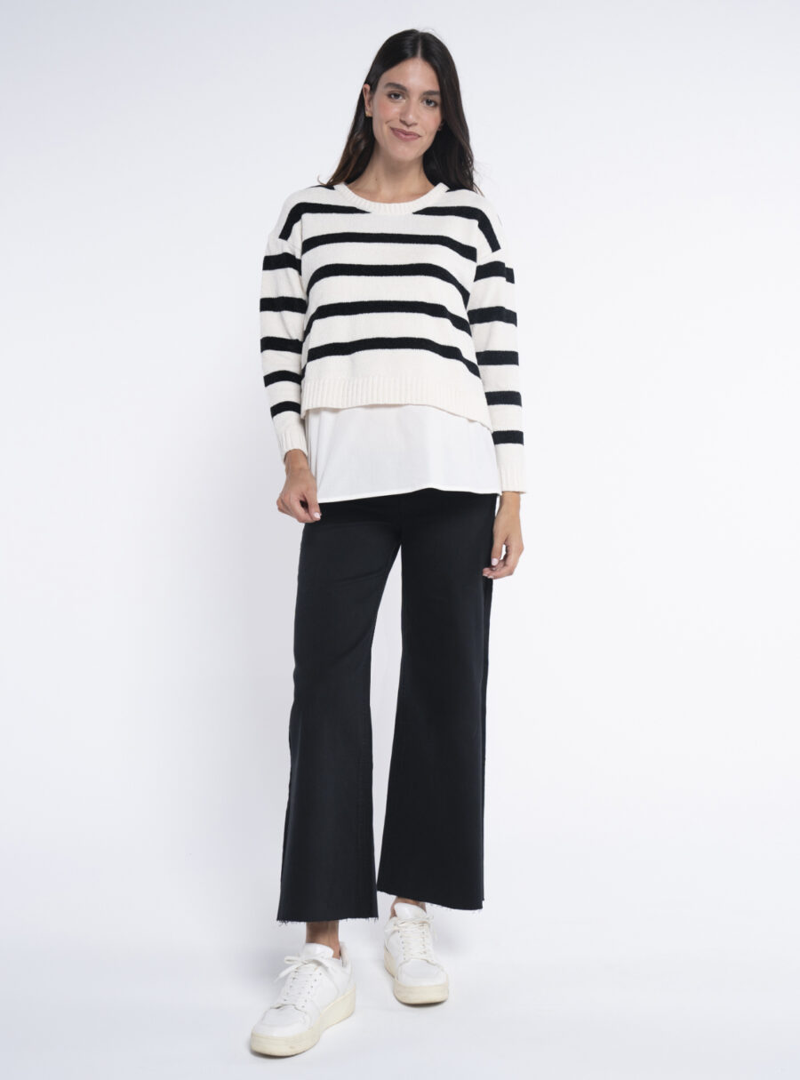 Jersey de chenilla a rayas con blusa - Imagen 4