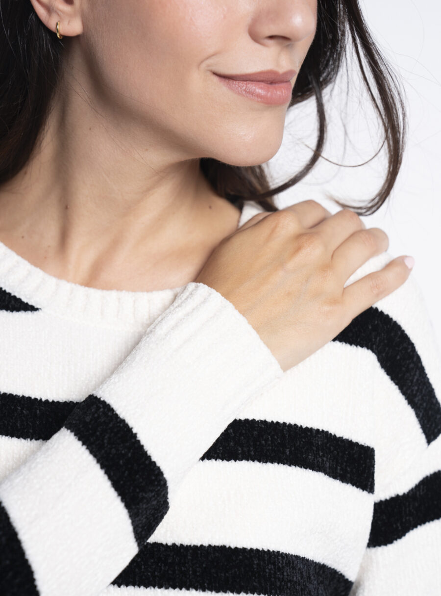 Jersey de chenilla a rayas con blusa - Imagen 6