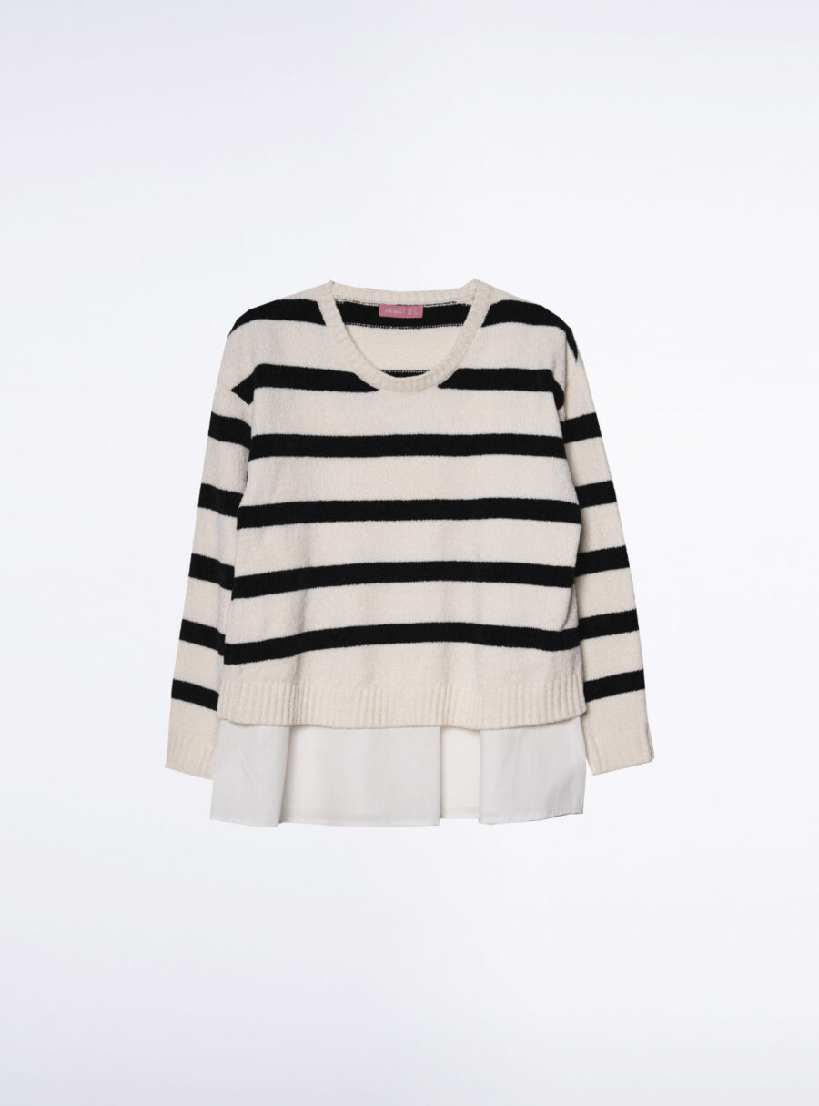 Jersey de chenilla a rayas con blusa - Imagen 7