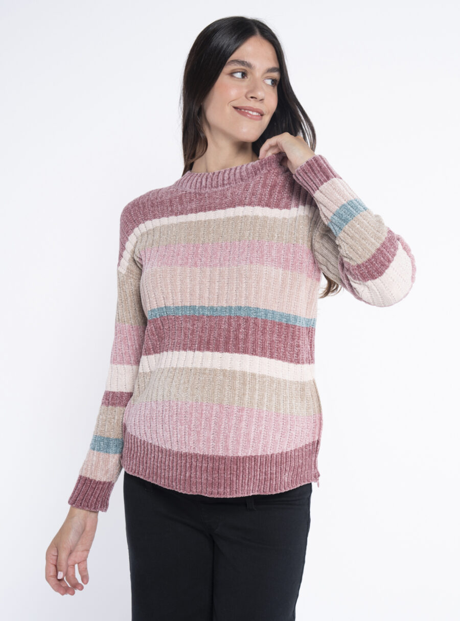Jersey rayas de chenilla con cremalleras