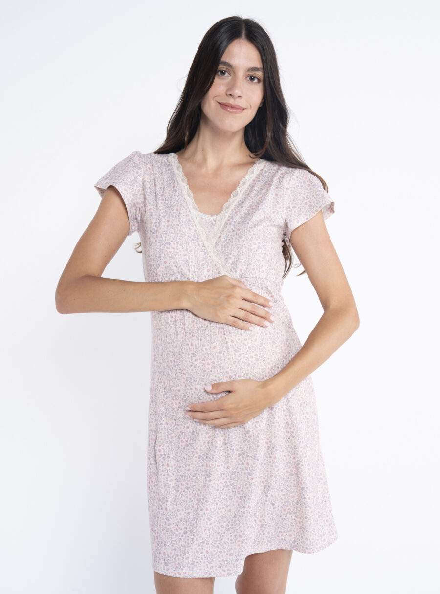 Camisón de lactancia pijama m/c flores