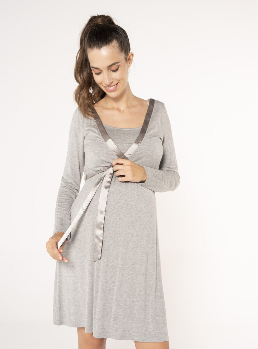 Camisón de lactancia con cinta satén