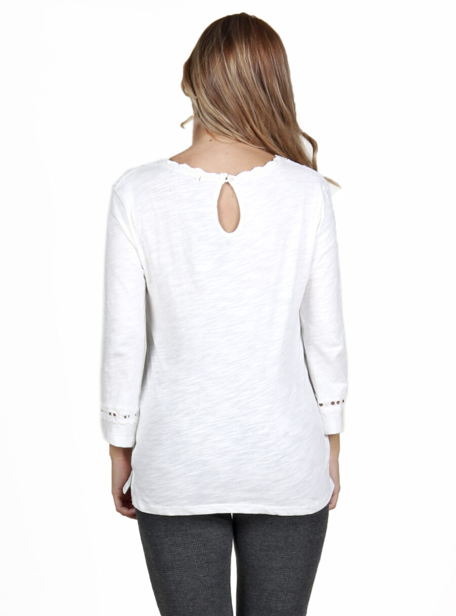 Camisa lactancia con bordado y puntilla - Imagen 3