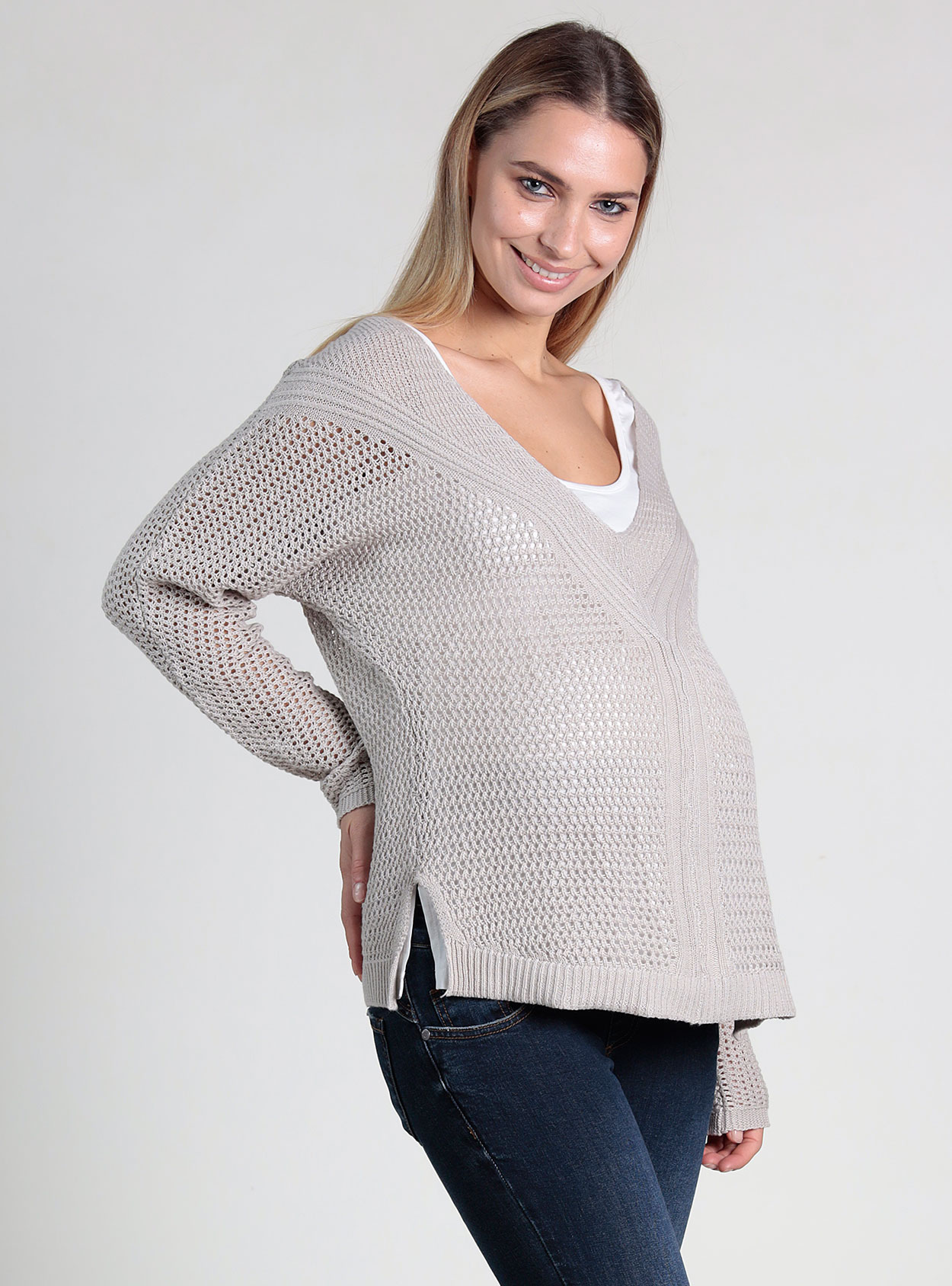 Jersey lactancia de calados con bajo camisa - Imagen 3