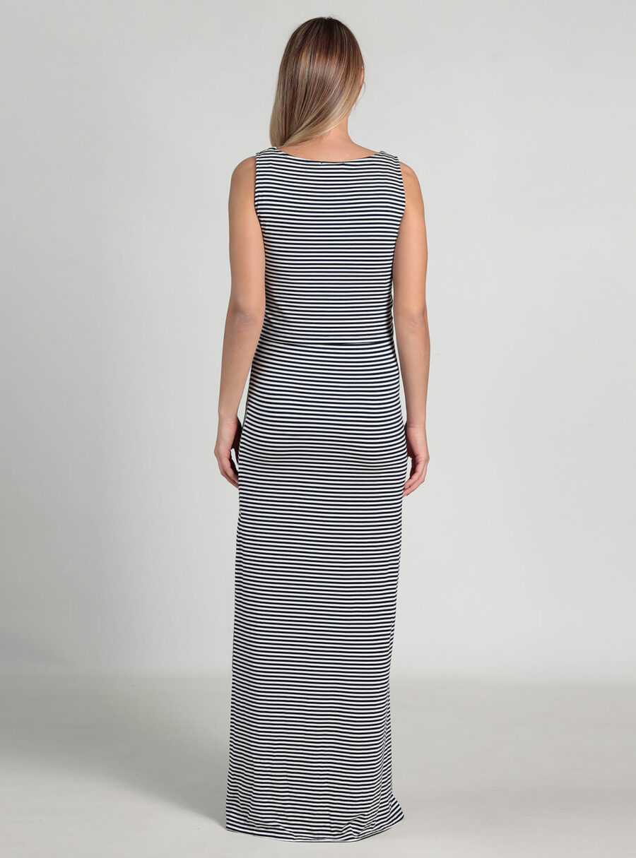 Vestido largo de lactancia de rayas - Imagen 4