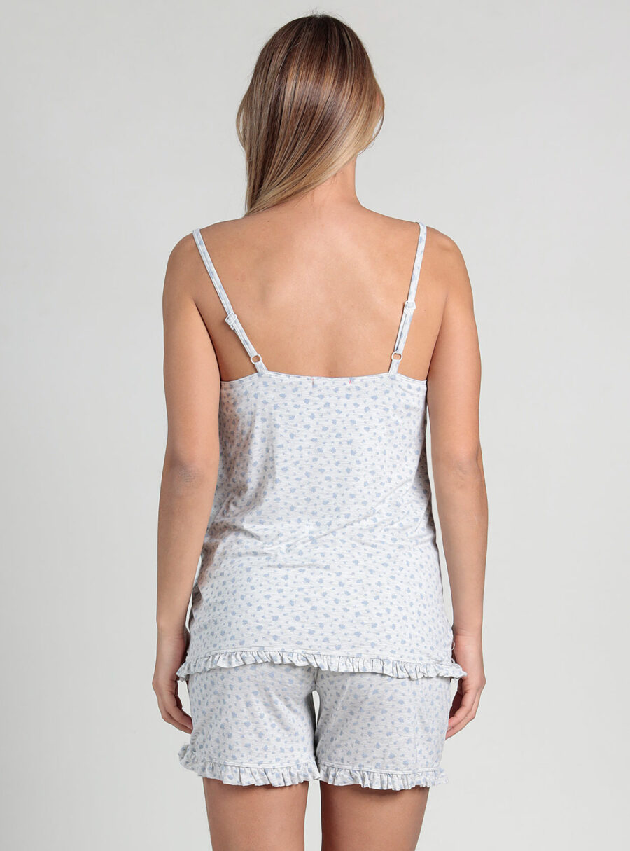 Camiseta lactancia pijama flores con volante en el bajo - Imagen 4