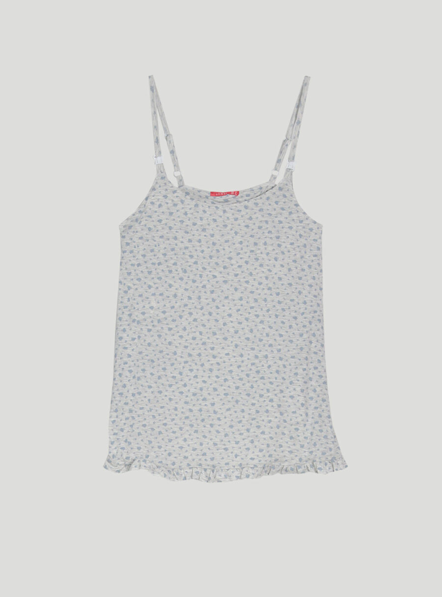 Camiseta lactancia pijama flores con volante en el bajo - Imagen 7