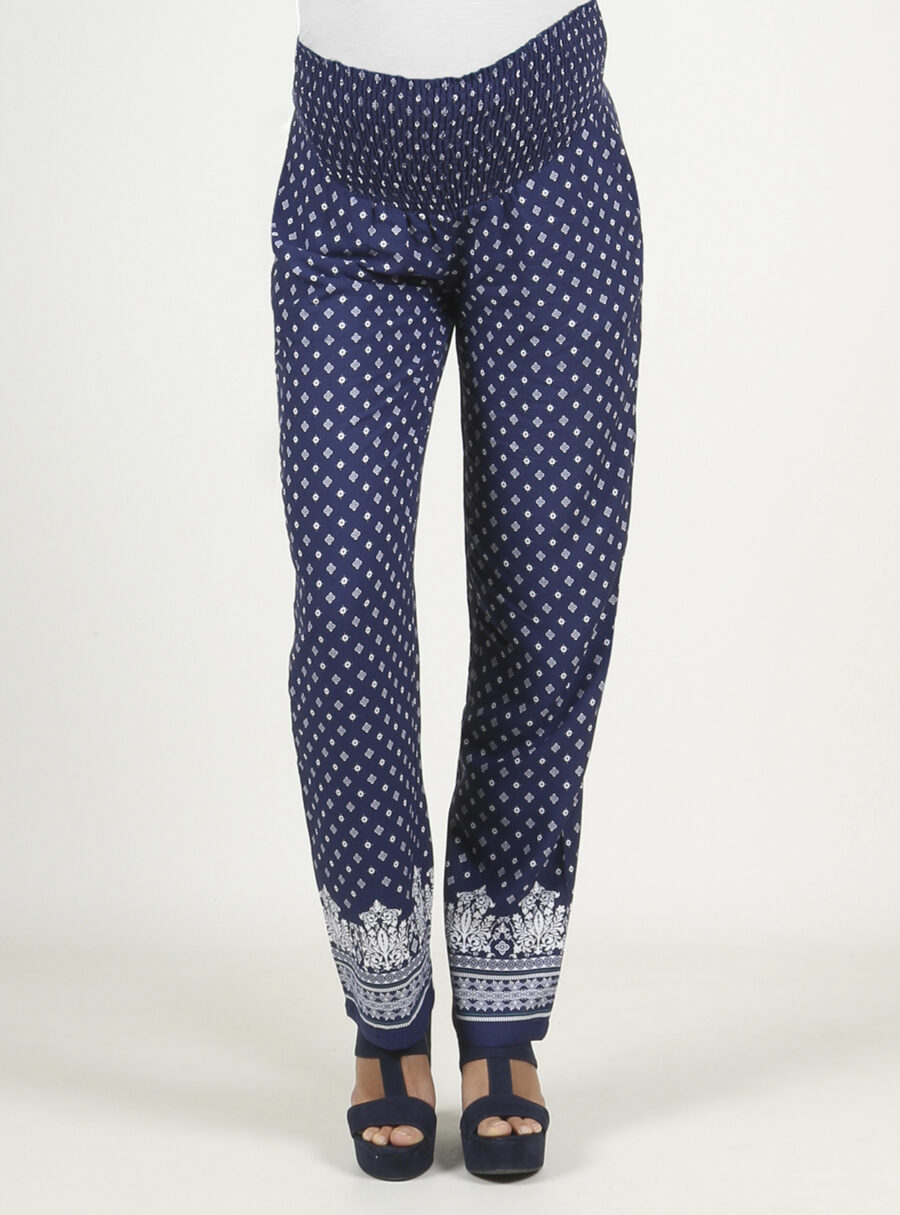 Pantalón ancho estampado con smock