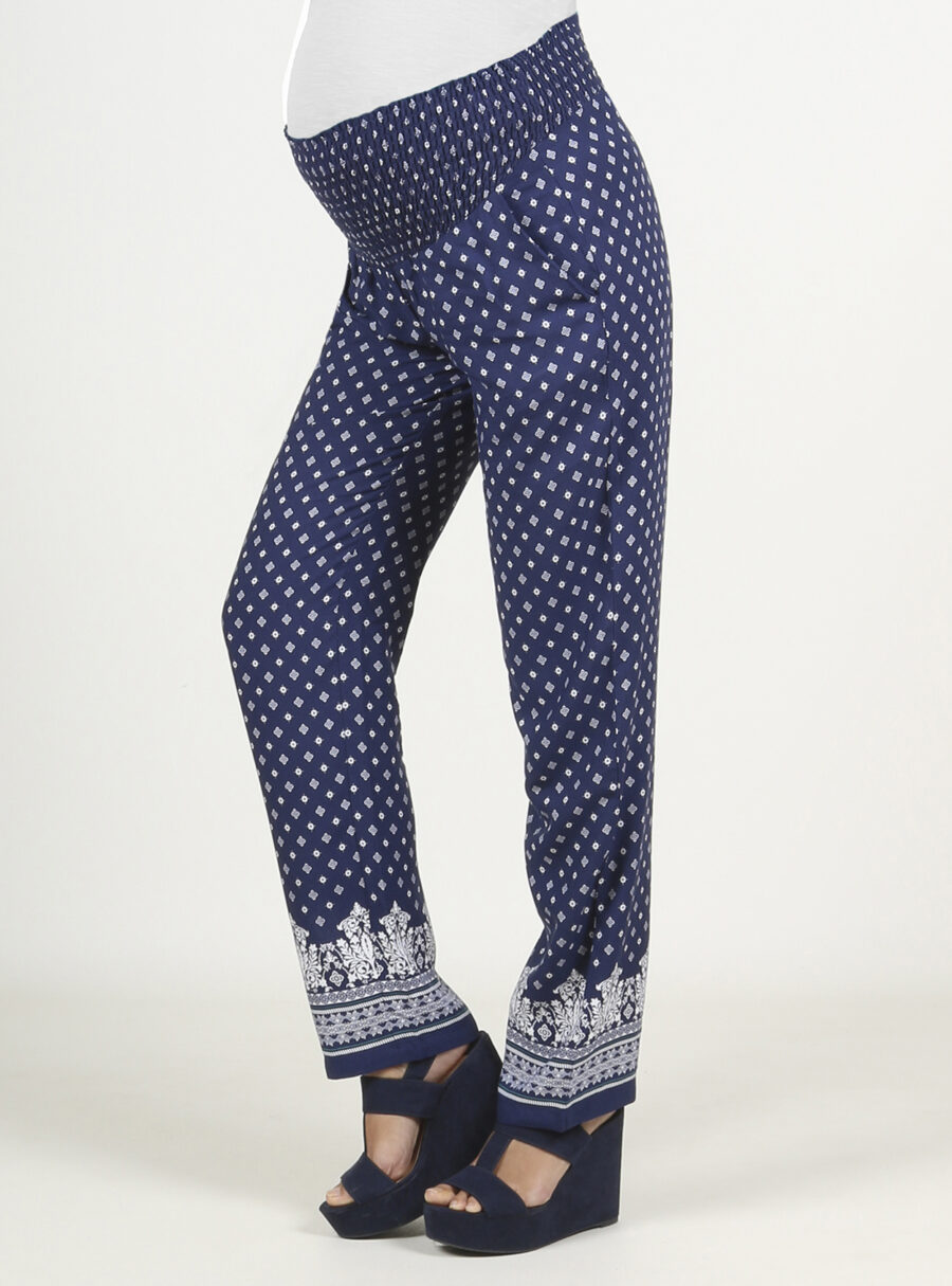 Pantalón ancho estampado con smock - Imagen 2