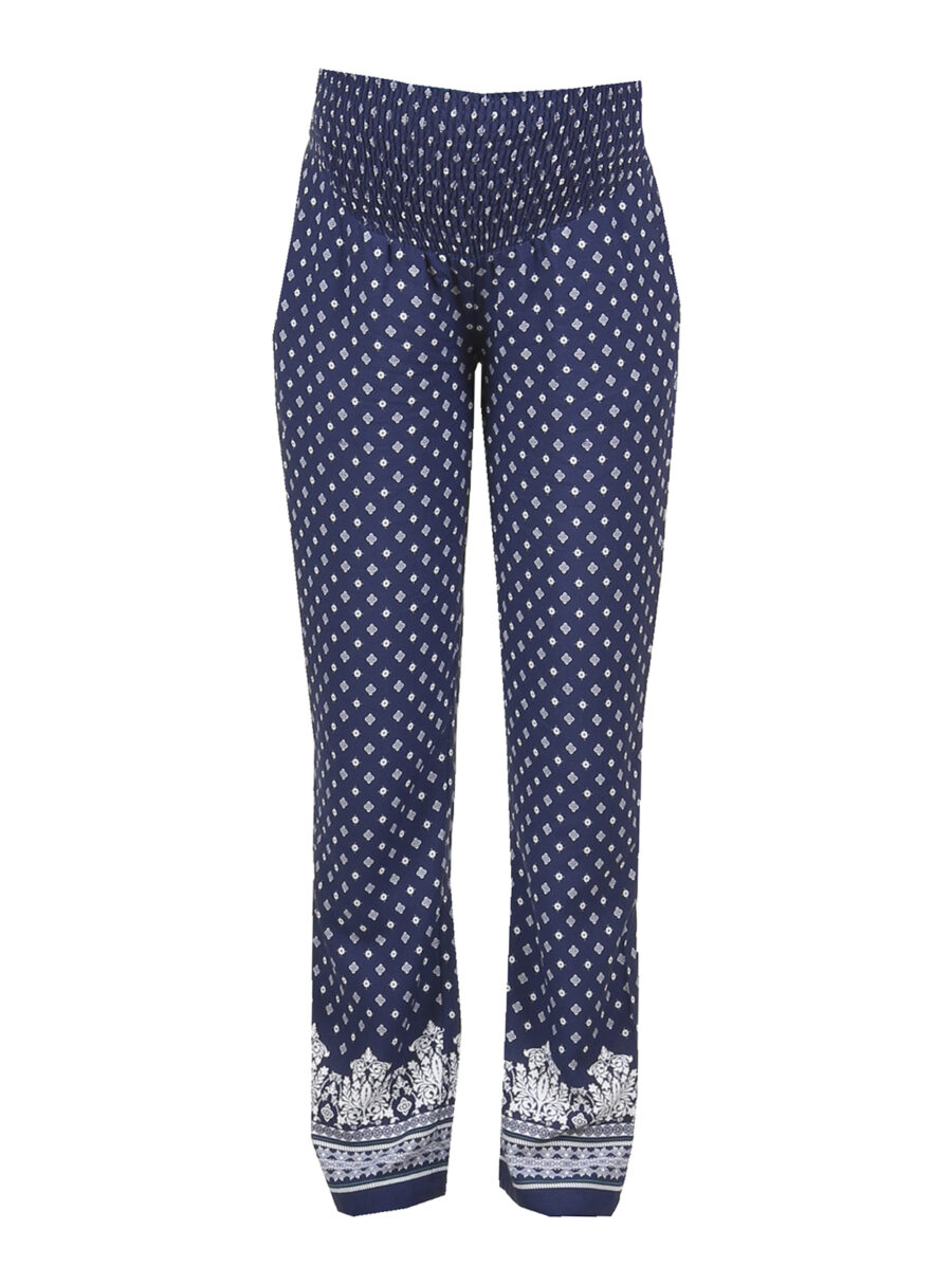 Pantalón ancho estampado con smock - Imagen 5