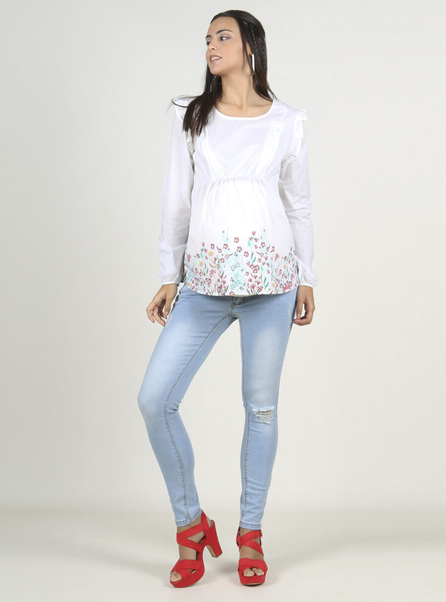 Jeans slim con rotos y barriga baja - Imagen 4