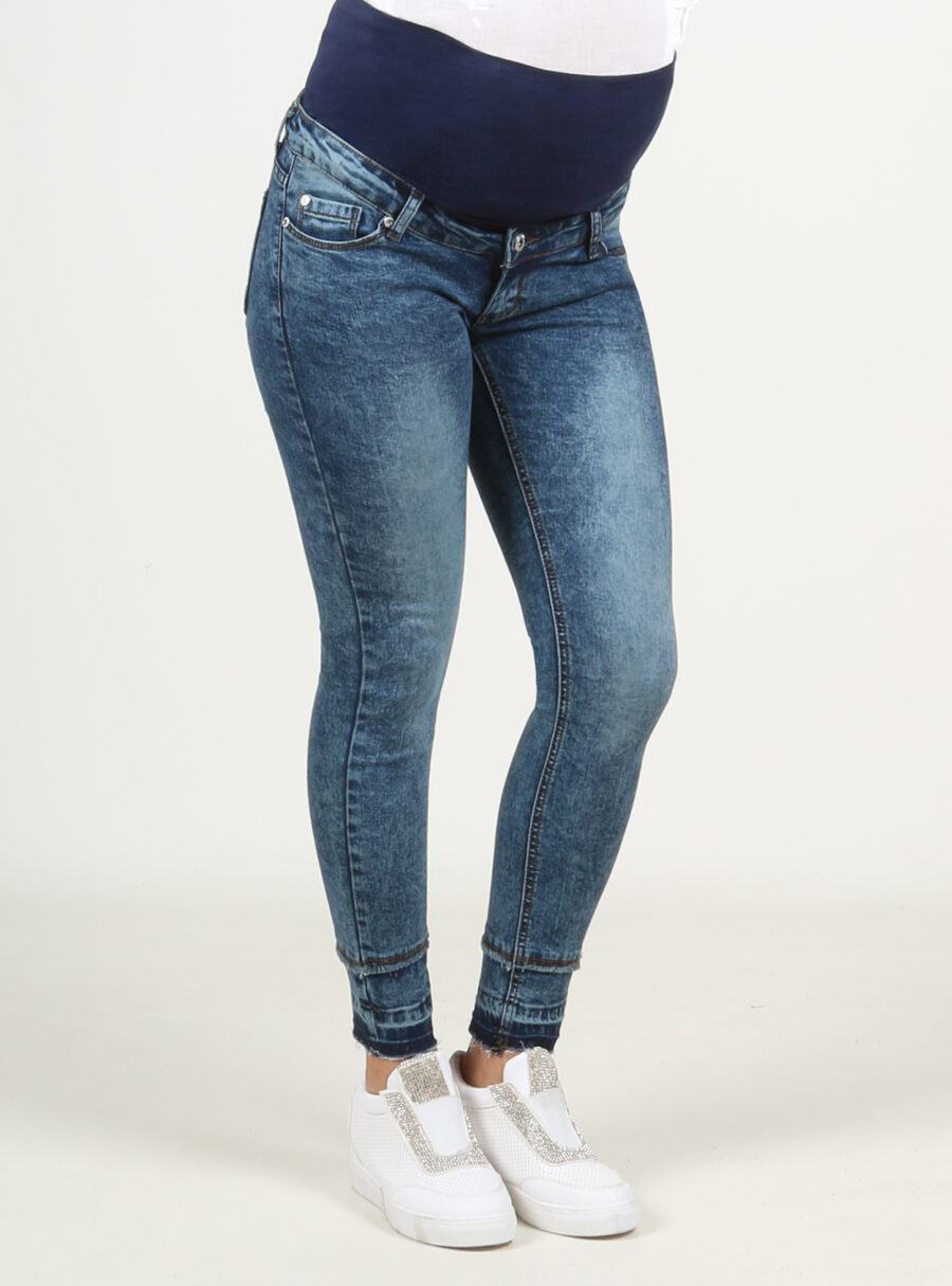 Jeans slim tobillero bajo deshilachado con barriga alta - Imagen 2