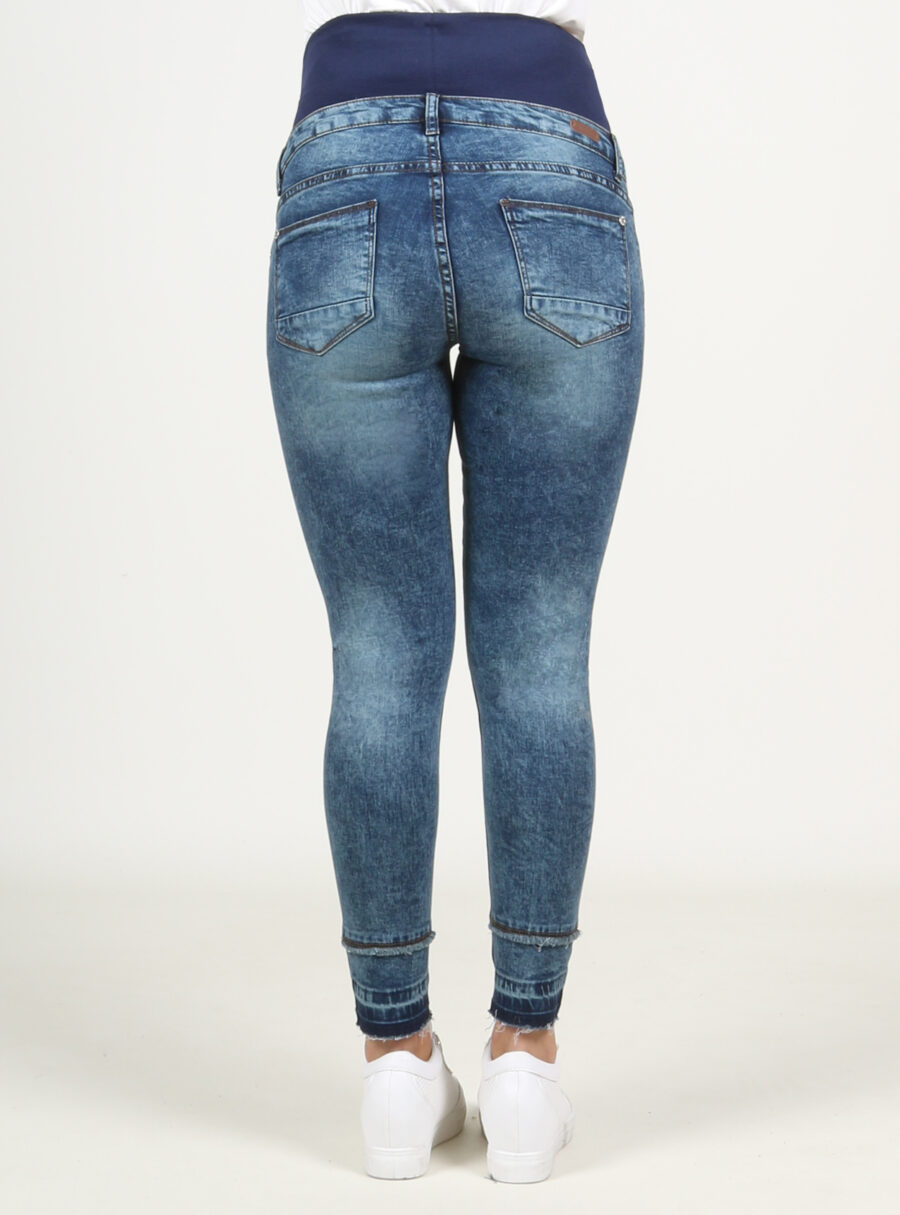 Jeans slim tobillero bajo deshilachado con barriga alta - Imagen 3