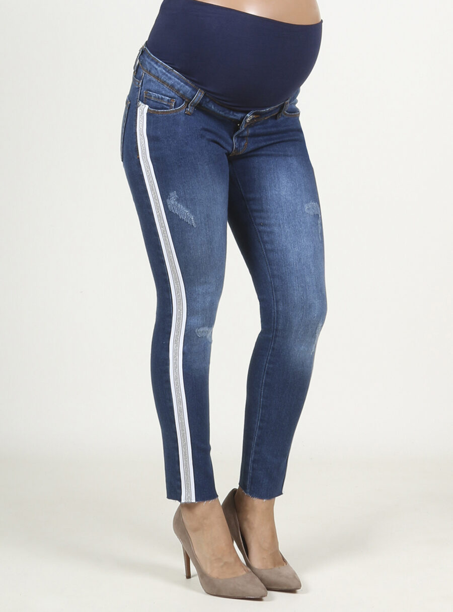 Jeans slim tobillero con tiras fantasía en los laterales - Imagen 2