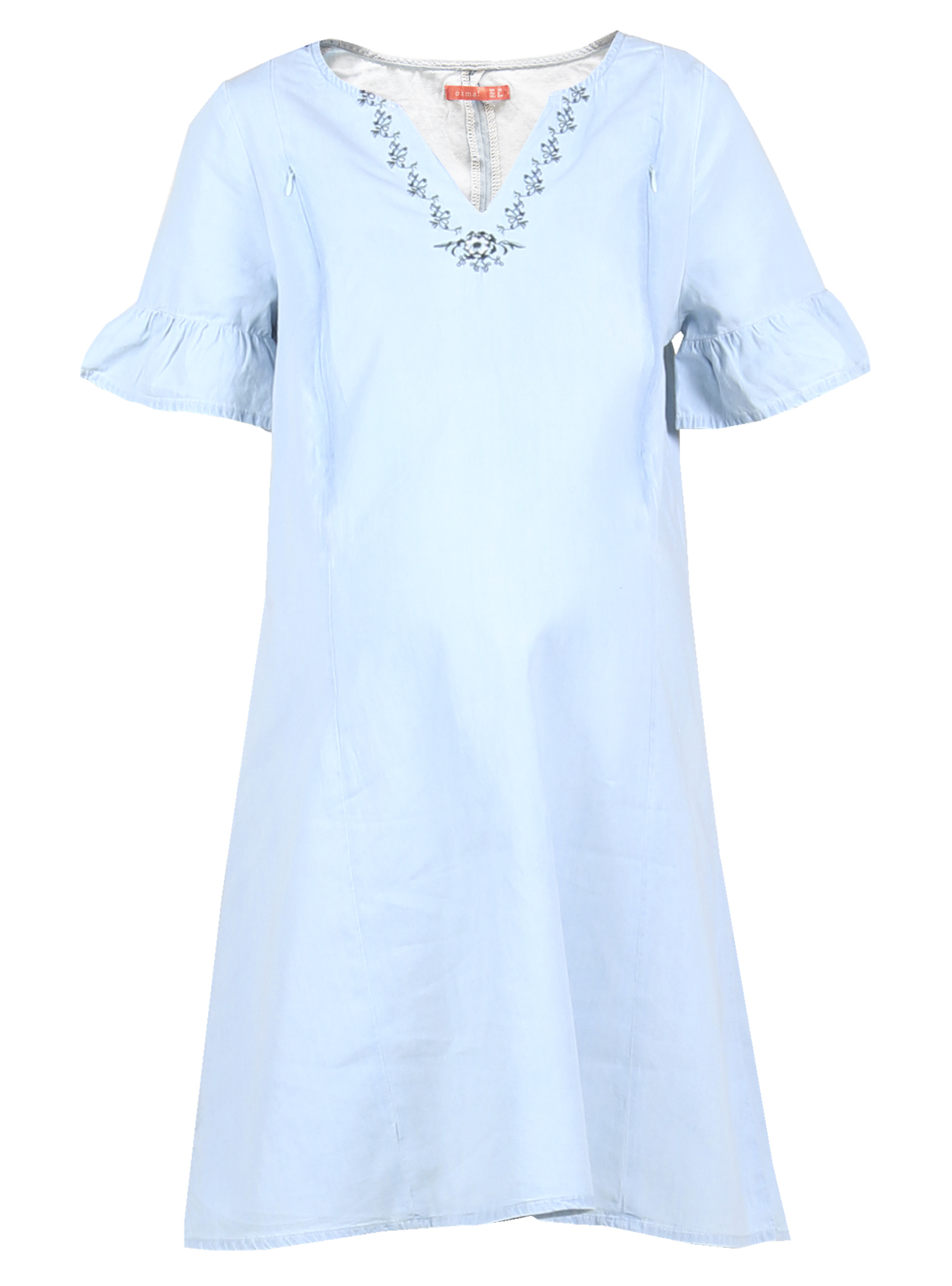 Vestido de lactancia tejano con bordado en escote - Imagen 6