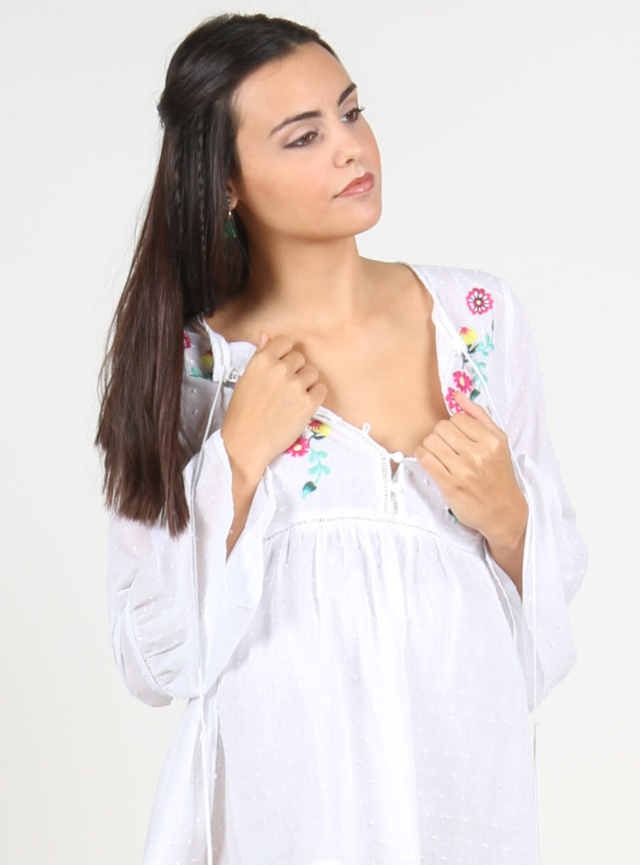 Blusa plumetti con bordado - Imagen 5